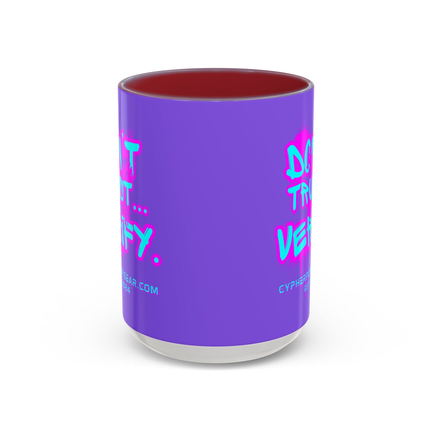 Don't Trust...Verify. Light Purple Accent Mug by cypherpunkgear.com