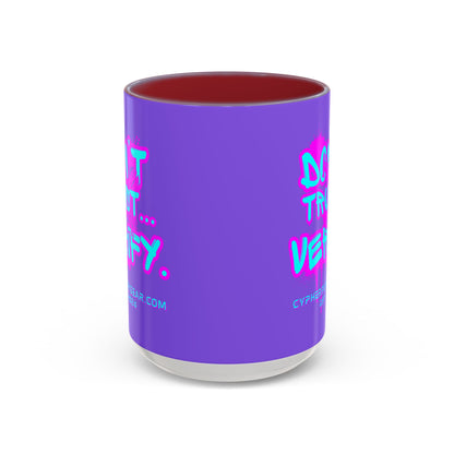 Don't Trust...Verify. Light Purple Accent Mug by cypherpunkgear.com