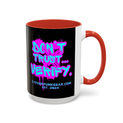 Don't Trust...Verify. Black Accent Mug by cypherpunkgear.com