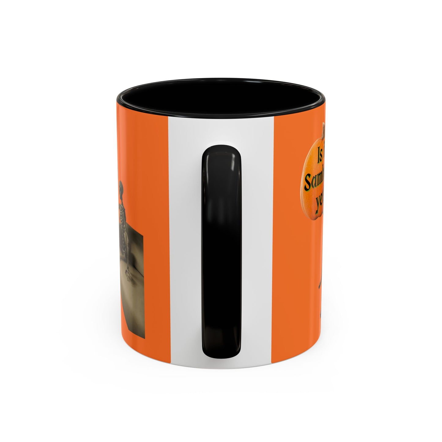 Is it Samhain yet? Skeleton's Pumpkin Orange Accent Mug by CreepyCrafts.boo