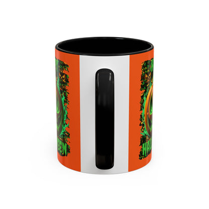 Happy Halloween Green Jack Orange Accent Mug by CreepyCrafts.boo