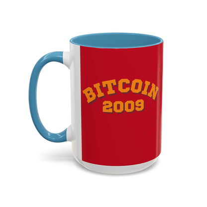 Bitcoin 2009 Red Accent Mug by cypherpunkgear.com