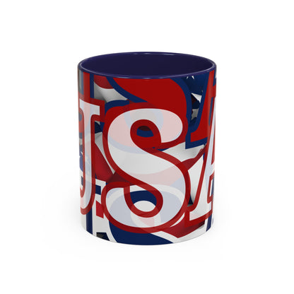 USA! USA! USA WHfont Patriot Accent Mug by cypherpunkgear