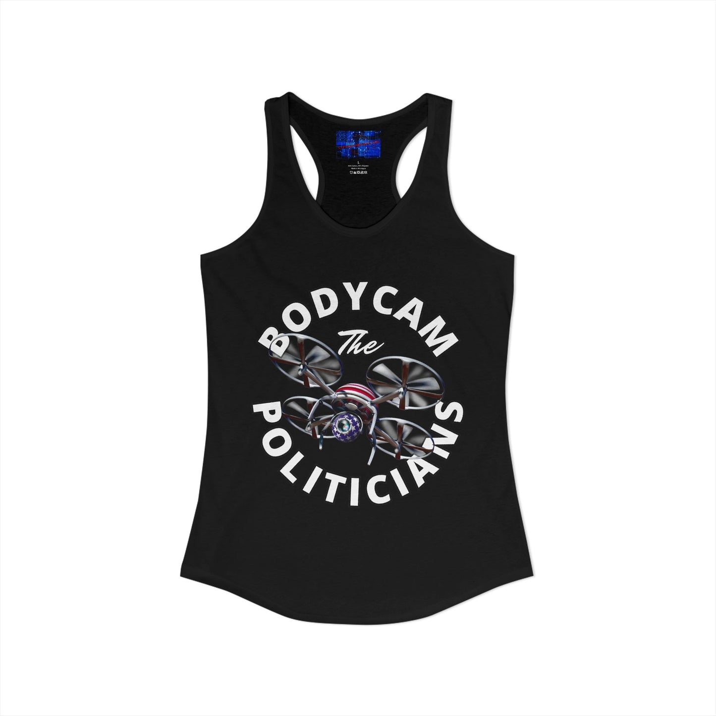 ¡Bodycam a los políticos por cypherpunkgear! Camiseta sin mangas ideal con espalda cruzada para mujer