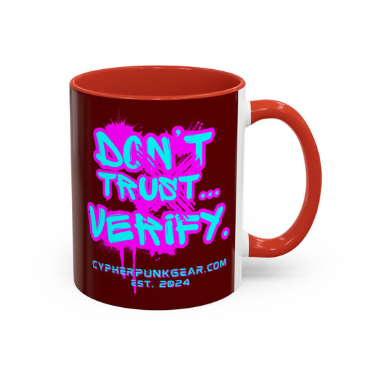 Don't Trust...Verify. Red Accent Mug by cypherpunkgear.com