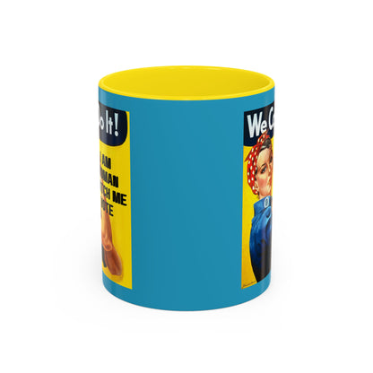 I Am Woman Watch Me Vote Rosie Turquoise Accent Mug by cypherpunkgear.com