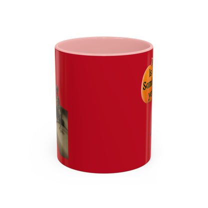 Is it Samhain yet? Skeleton's Pumpkin Red Accent Mug by CreepyCrafts.boo