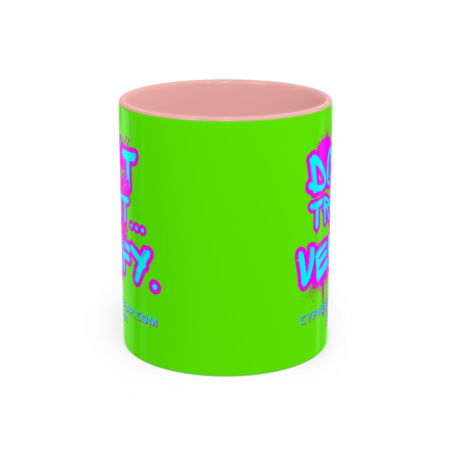 Don't Trust...Verify. Green Accent Mug by cypherpunkgear.com