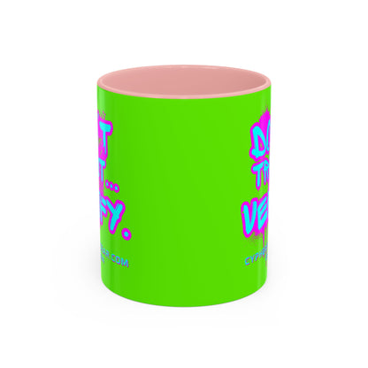 Don't Trust...Verify. Green Accent Mug by cypherpunkgear.com