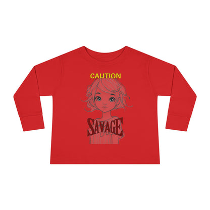 Caution: Tiny but Savage Toddler Long Sleeve Tee by cypherpunkgear.com