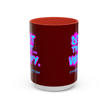 Don't Trust...Verify. Red Accent Mug by cypherpunkgear.com