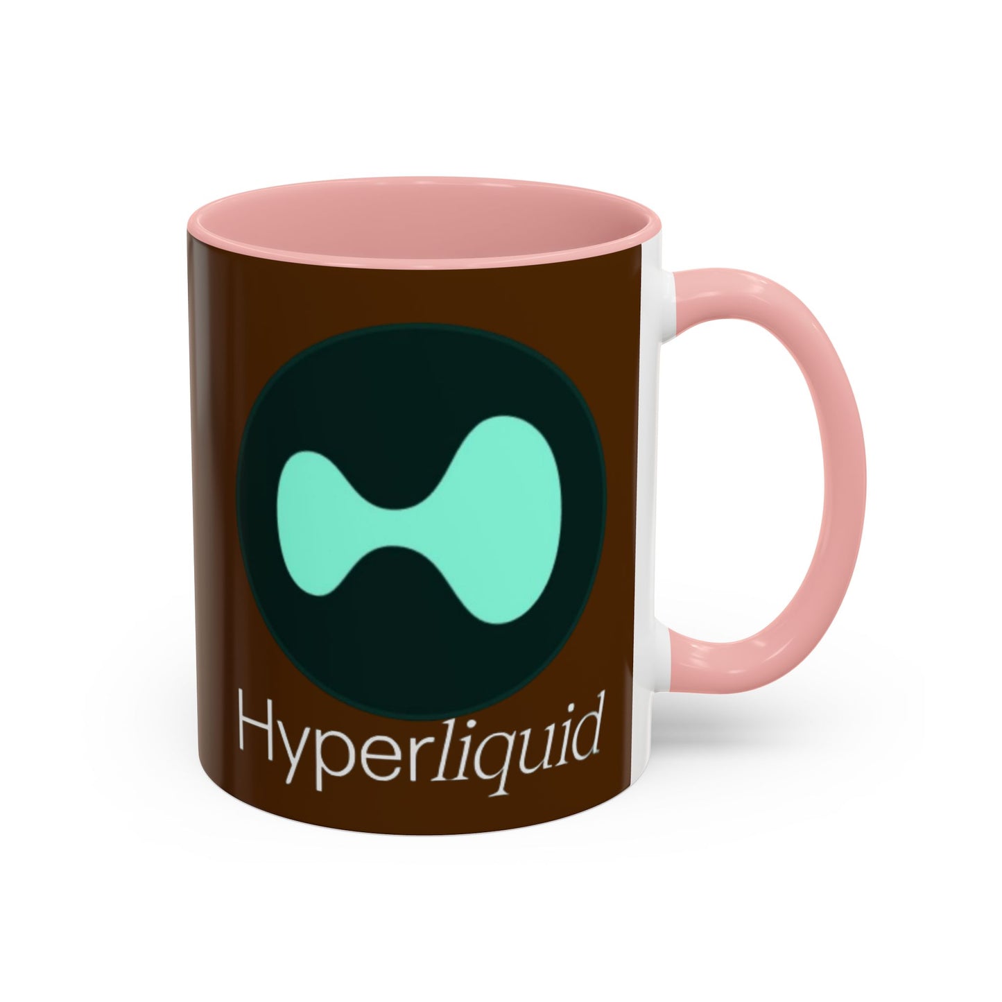 Hyperliquid White font Brown Accent Mug by cypherpunkgear.com