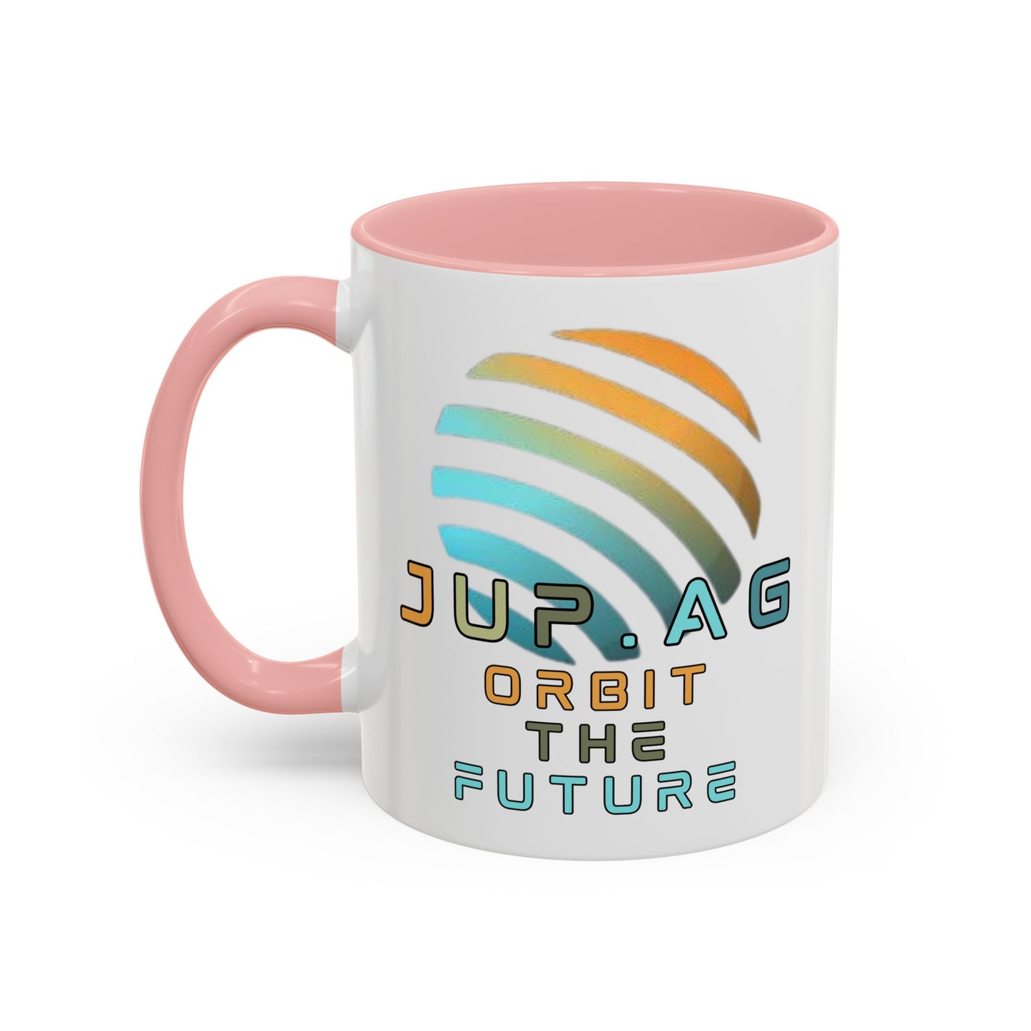 Jupiter (JUP) Orbit the Future White Accent Mug by cypherpunkgear.com
