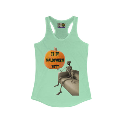 Is it Halloween yet? Skeleton's Pumpkin Women's Racerback Tank Top by CreepyCrafts.boo