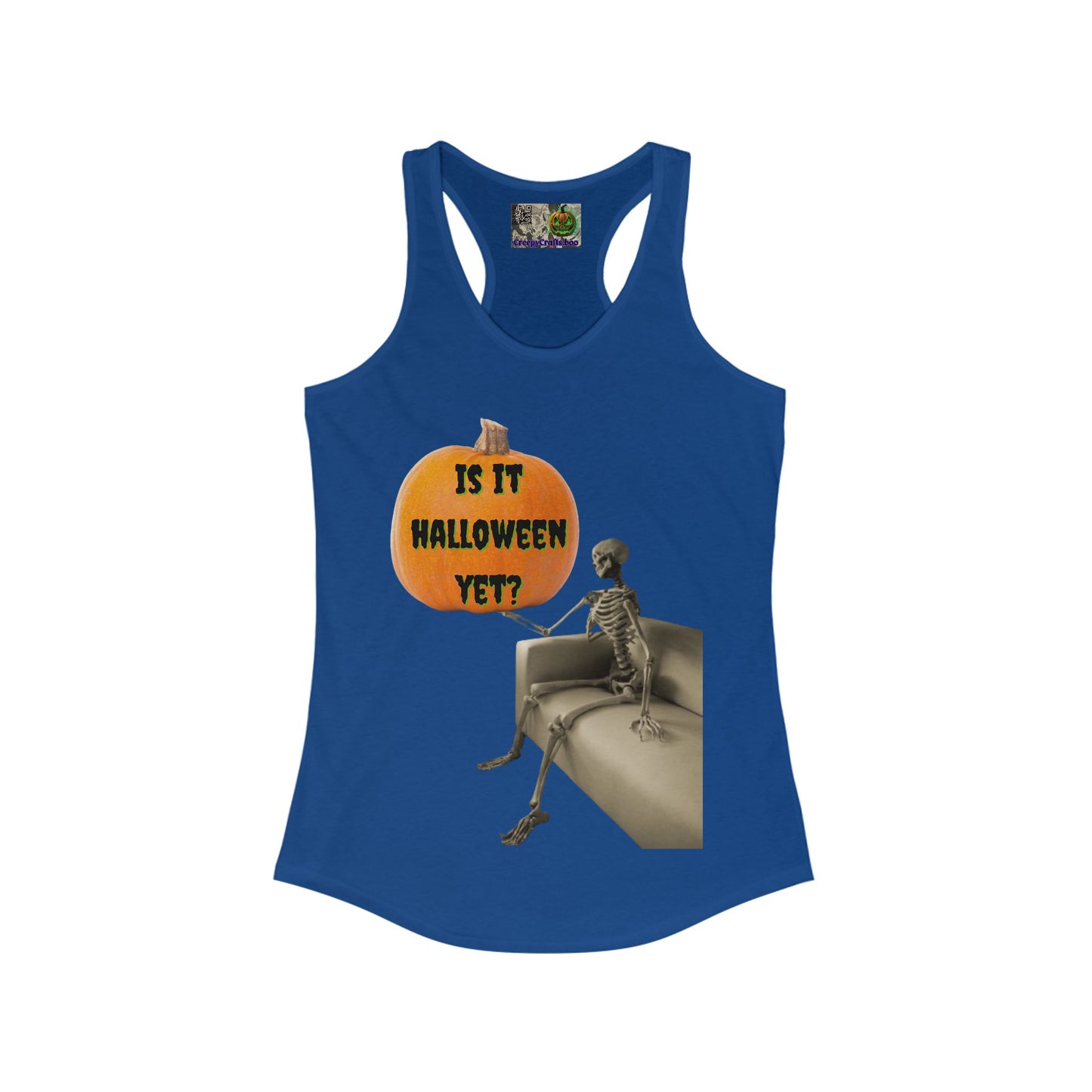 Is it Halloween yet? Skeleton's Pumpkin Women's Racerback Tank Top by CreepyCrafts.boo