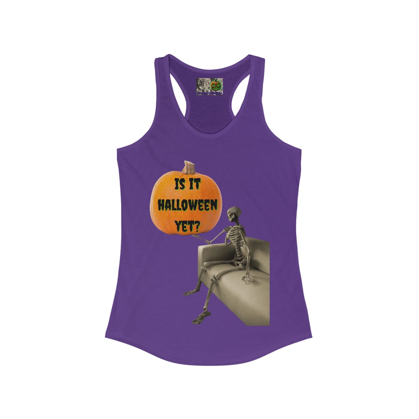 Is it Halloween yet? Skeleton's Pumpkin Women's Racerback Tank Top by CreepyCrafts.boo
