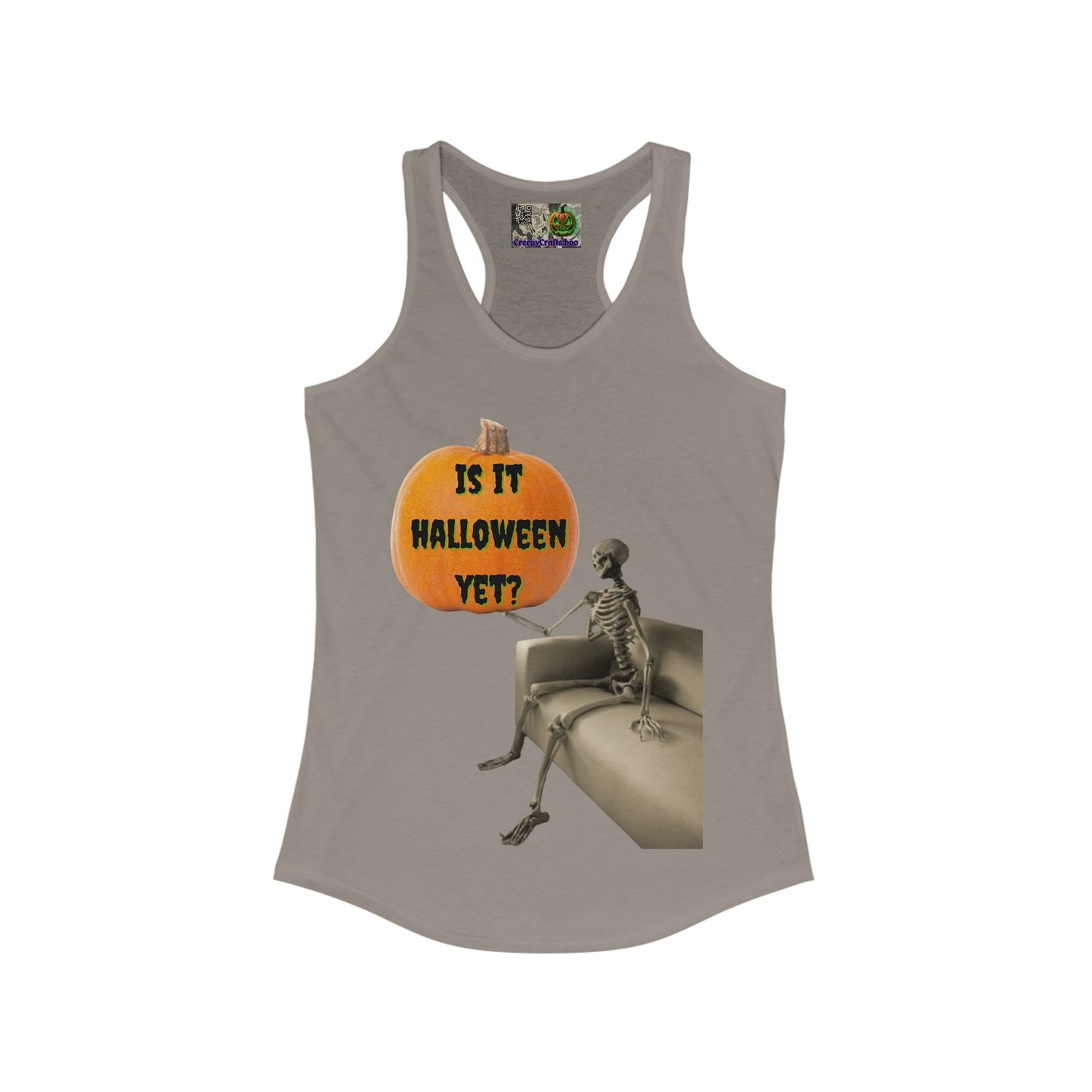 Is it Halloween yet? Skeleton's Pumpkin Women's Racerback Tank Top by CreepyCrafts.boo