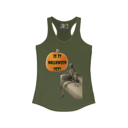 Is it Halloween yet? Skeleton's Pumpkin Women's Racerback Tank Top by CreepyCrafts.boo