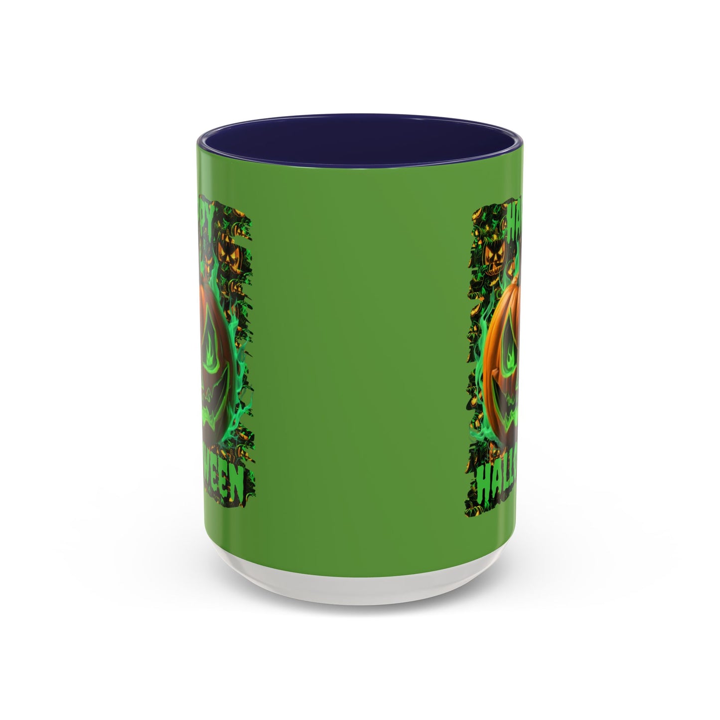 Happy Halloween Green Jack Green Accent Mug by CreepyCrafts.boo