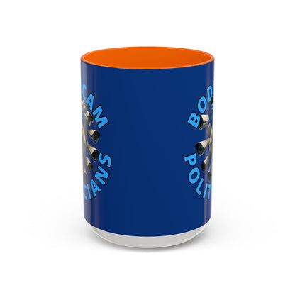 Bodycam the Politicians Cameras Blue Accent Mug by cypherpunkgear.com