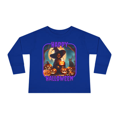 Happy Halloween Cute Witch PRfont Toddler Long Sleeve Tee by cypherpunkgear