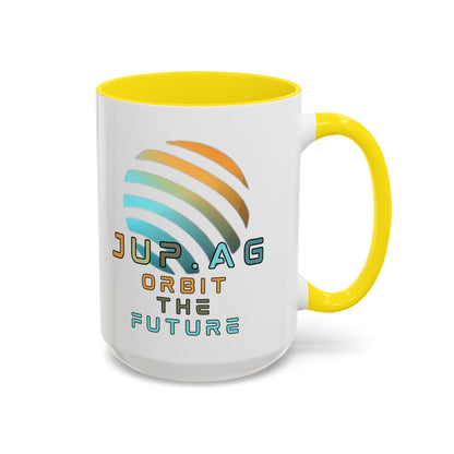 Jupiter (JUP) Orbit the Future White Accent Mug by cypherpunkgear.com