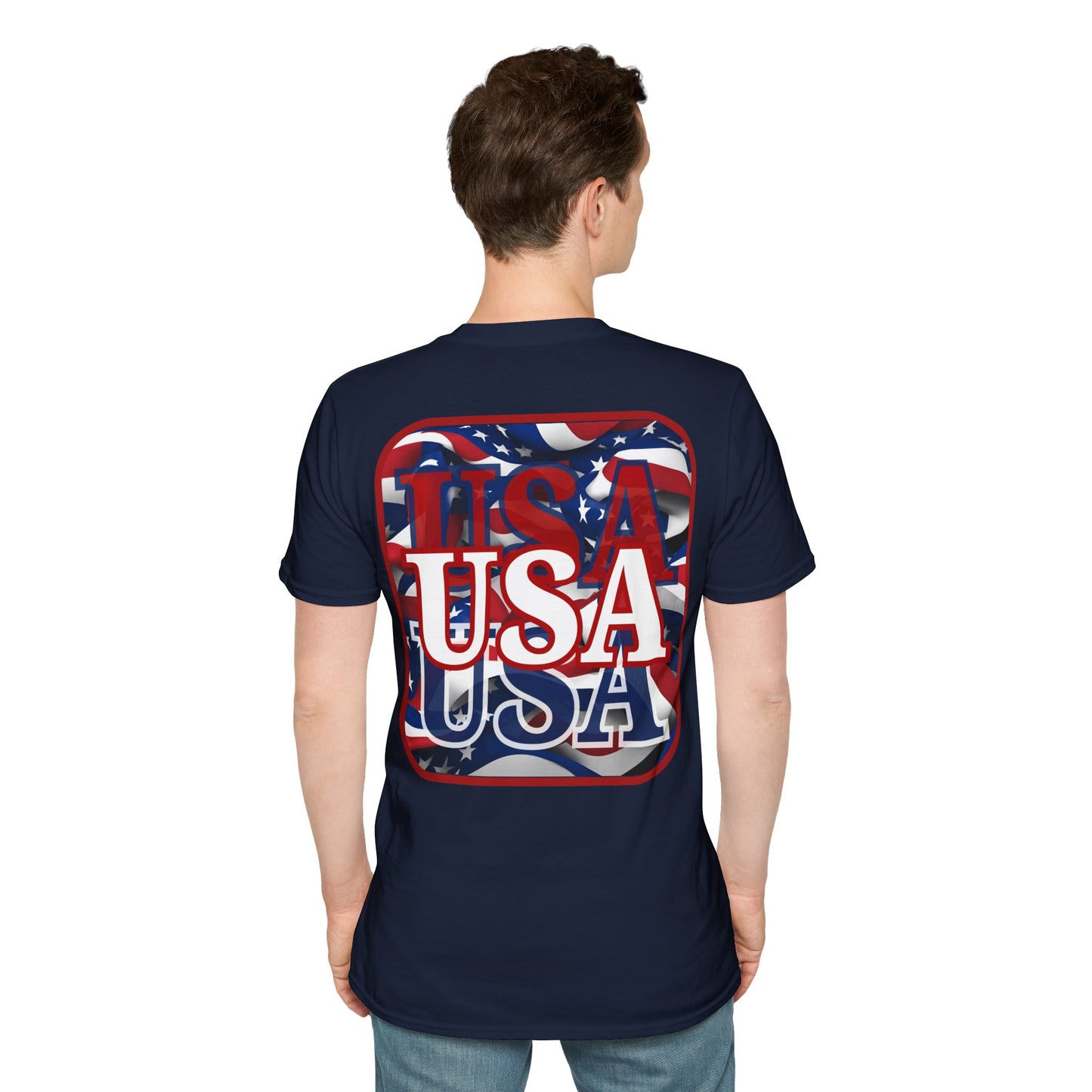 ¡EE.UU! ¡EE.UU! ¡EE.UU! ¡Patriot de 2 caras de cypherpunkgear! Camiseta unisex de estilo suave