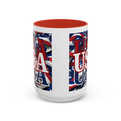 USA White font Center Patriot Accent Mug by cypherpunkgear.com