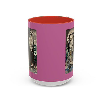 Yōkai Happy Halloween Pink Accent Mug by CreepyCrafts.boo