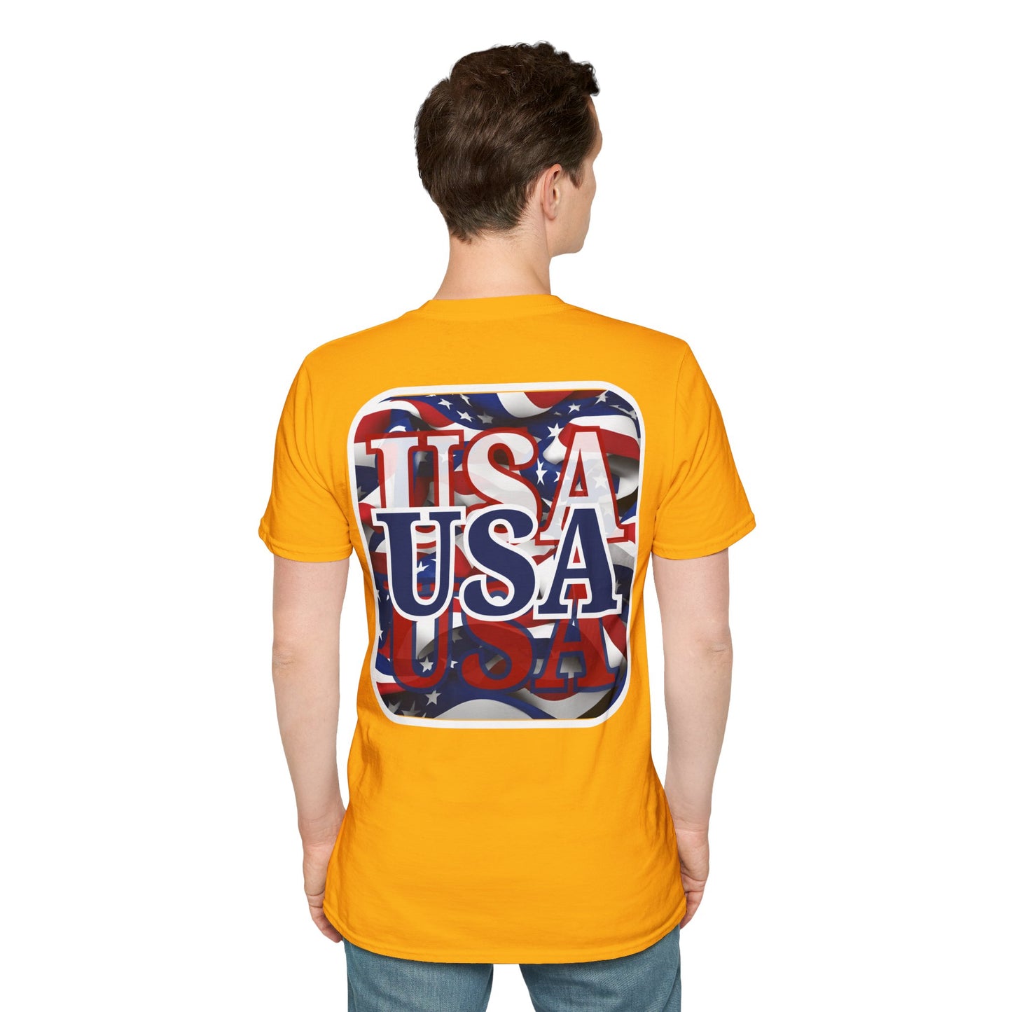 2-sided Red White and BLUE USA Patriot Light colors Unisex T-Shirt by cypherpunkgear.com
