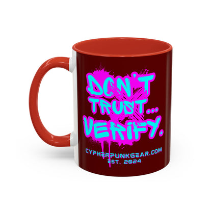 Don't Trust...Verify. Red Accent Mug by cypherpunkgear.com