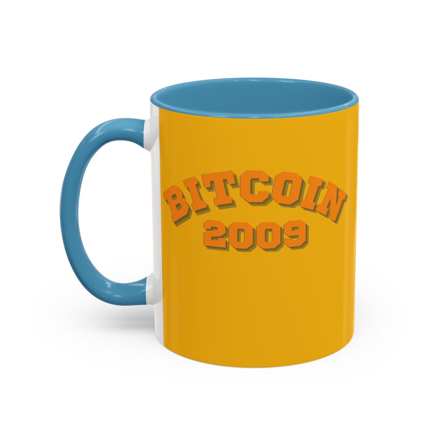Bitcoin 2009 Yellow Accent Mug by cypherpunkgear.com