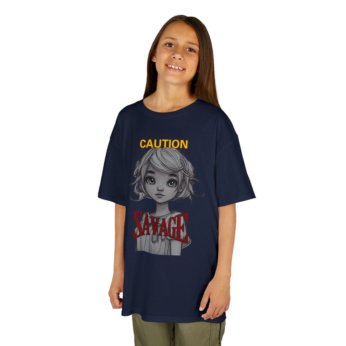 Caution: Small but Savage Kids Heavy Cotton Tee by cypherpunkgear.com