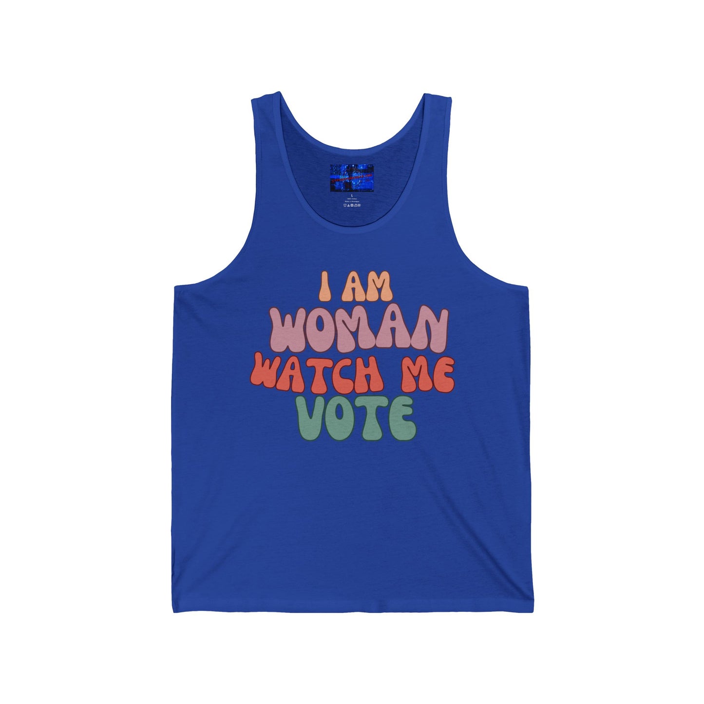 I Am Woman Watch Me Vote Unisex Jersey Tank Top by cypherpunkgear.com