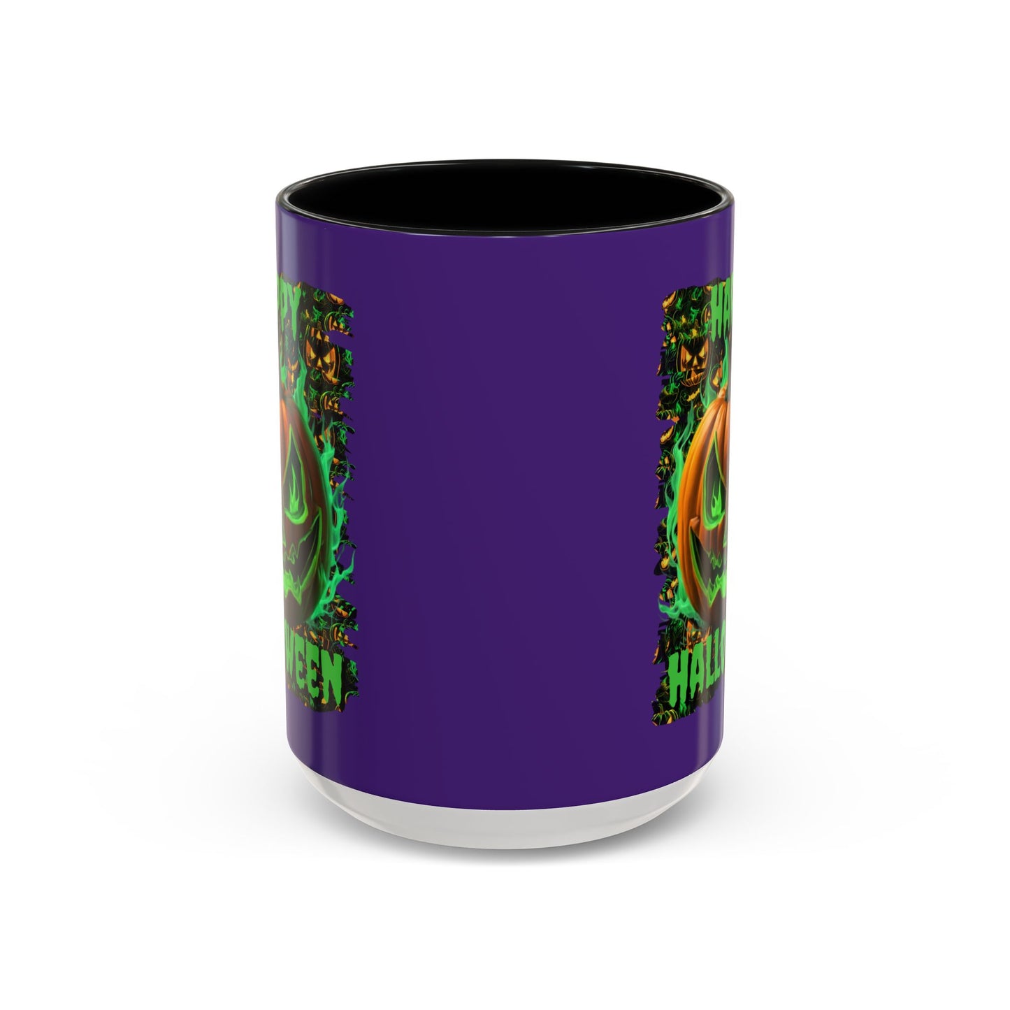Happy Halloween Green Jack Purple Accent Mug by CreepyCrafts.boo