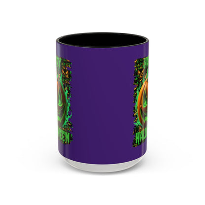 Happy Halloween Green Jack Purple Accent Mug by CreepyCrafts.boo