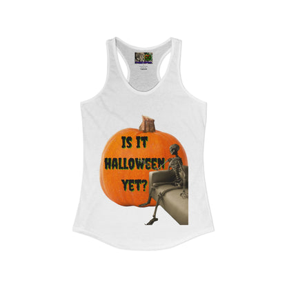 Is it Halloween yet? Skeleton's Giant Pumpkin Women's Racerback Tank Top by CreepyCrafts.boo