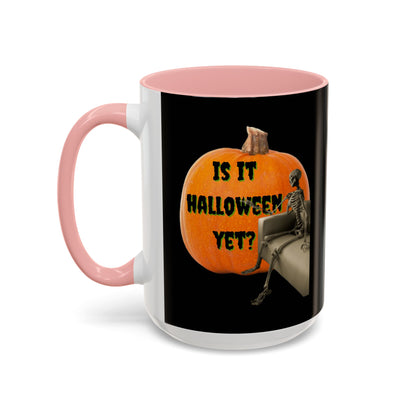 Is it Halloween yet? Skeleton's Giant Pumpkin Black Accent Mug by CreepyCrafts.boo