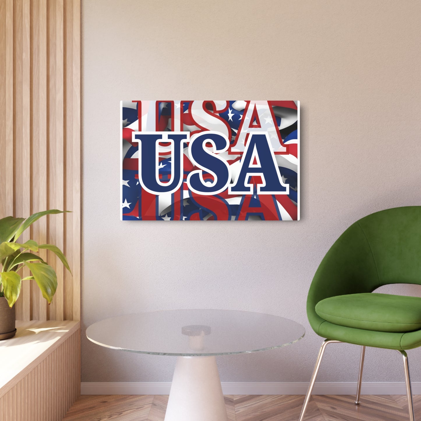 USA! USA! USA Blue Center Metal Art Sign by cypherpunkgear