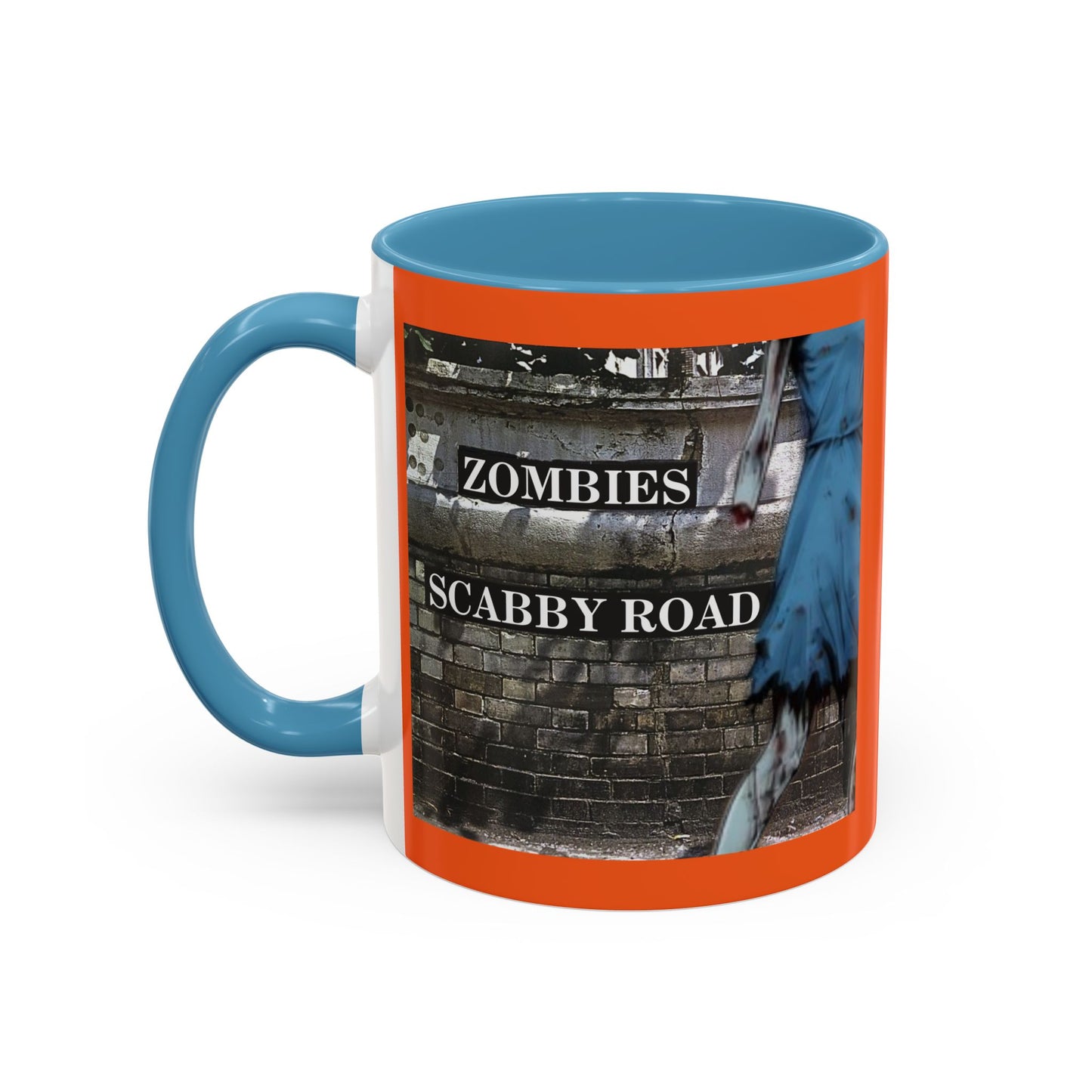 2-sided, Scabby Road Orange Accent Mug by CreepyCrafts.boo