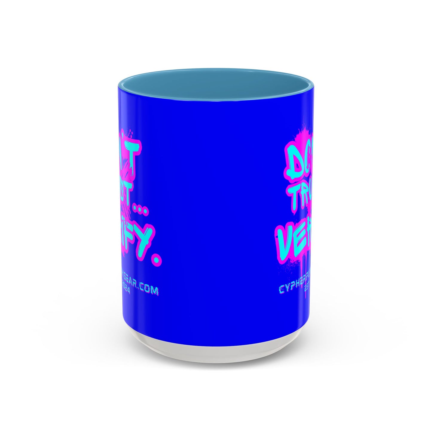 Don't Trust...Verify. Dark Blue Accent Mug by cypherpunkgear.com