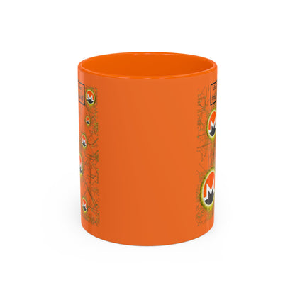 Monero (XMR) don't assume your freedoms are assured Orange Accent Mug by cypherpunkgear.com