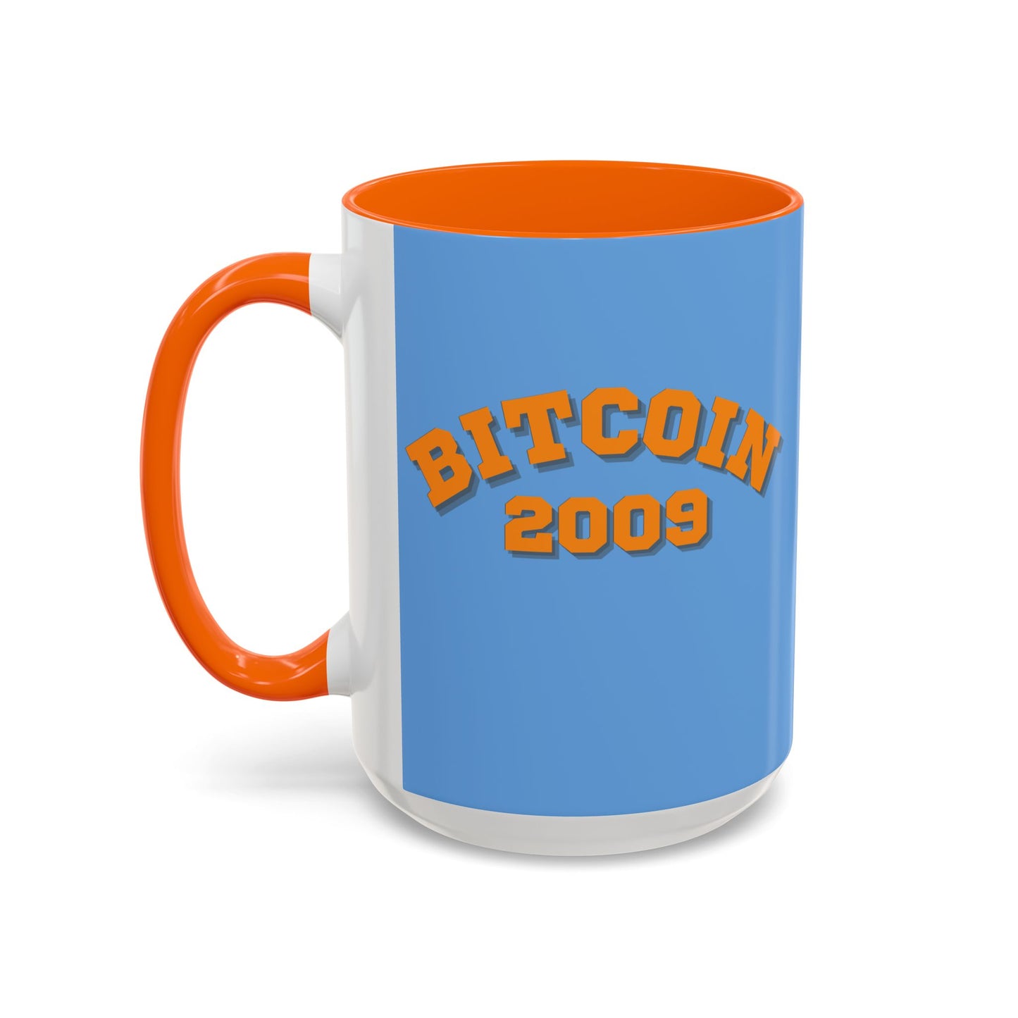 Bitcoin 2009 Light Blue Accent Mug by cypherpunkgear.com