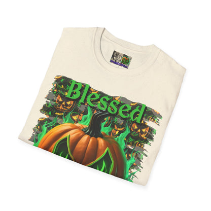 Blessed Samhain Green Jack Light colors Unisex T-Shirt by CreepyCrafts.boo