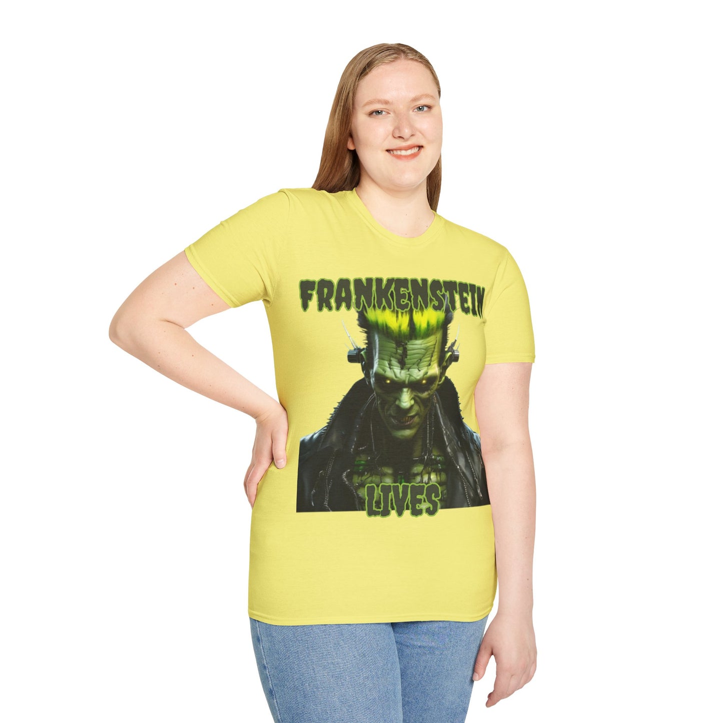 Frankenstein Lives Light colors Unisex T-Shirt by CreepyCrafts.boo