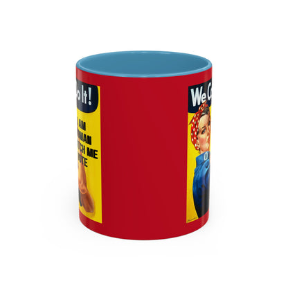 I Am Woman Watch Me Vote Rosie Red Accent Mug by cypherpunkgear.com