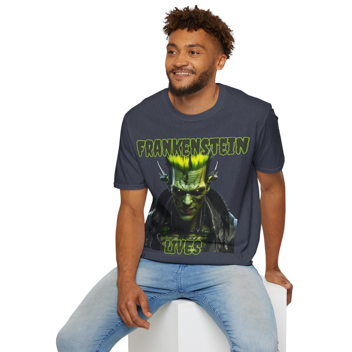 Frankenstein Lives Dark colors Unisex T-Shirt by CreepyCrafts.boo