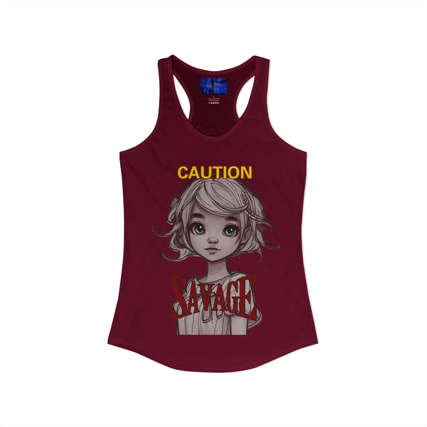 Caution, Savage Women's Racerback Tank Top by cypherpunkgear.com
