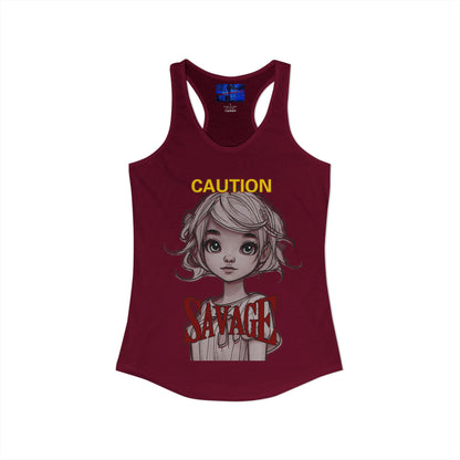 Caution, Savage Women's Racerback Tank Top by cypherpunkgear.com