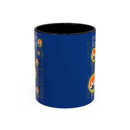 Monero (XMR) don't assume your freedoms are assured Blue Accent Mug by cypherpunkgear.com